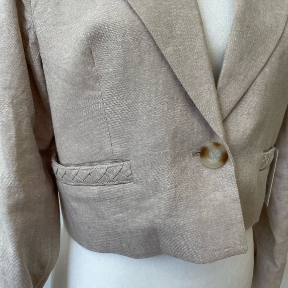 Jason Wu Linen Blend Cropped Blazer Size S Career Office Professional - Picture 2 of 9